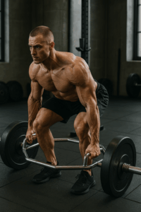 a man lifting weights in a gym